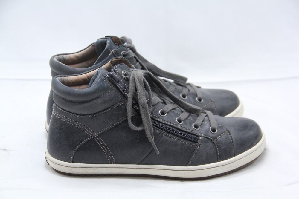 Taos Winner High Top Shoes Womens 8.5 Gray Leather Sneakers Side Zip Comfort